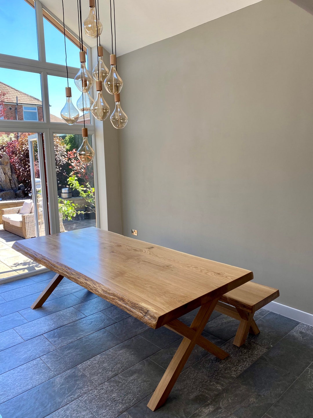 Handmade Dining Table - Solid Oak With Feature Waney Edge - Etsy