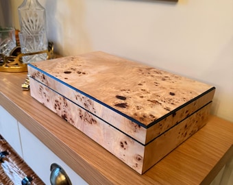 Handmade Watch Box (10 Compartments)- Poplar Burr with Optional Personalisation