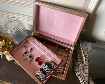 Jewellery Box - Handmade Walnut Wood Keepsake Case with Dovetail Joints (Optional Personalisation)