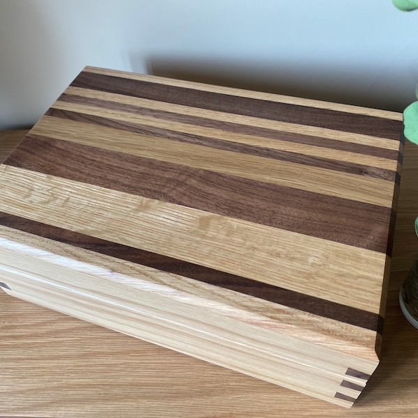 Keepsake Box - Handmade Oak and Walnut Wooden Box with Feature Striped Lid