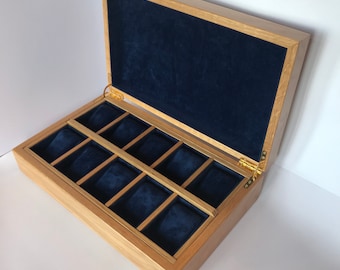 Handmade Watch Box (10 Compartments) - Olive Ash Burr with Optional Personalisation