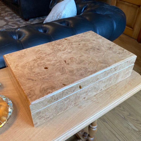 Handmade Watch Box (10 Compartments) - High Gloss Oak Burr