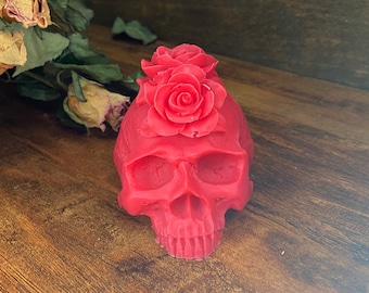 Rose Skull Candle -Figurine Candle -Witchy Skull Candle -Halloween Candle - Party Favor Gift Candle