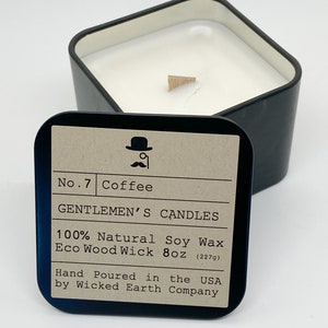 Mens Candles- Coffee Scented Candle -Gentlemen Gift Candles -Soy Wood wick- Gift for him-  Coffee- Men&#39;s Line
