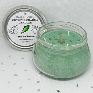 Heart Chakra Crystal Candles -Meditation Candles- 8oz Soy Candles