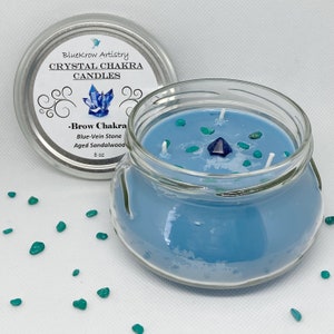 Brow Chakra Crystal Candles -Meditation Candles- 8oz Soy Candles