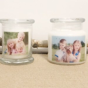 Mothers Day Photo Candle -Glass Photo Candle Soy Wood wick - Custom Photo Gift Candles - Kids Photo Candles - My Family Photo Candle