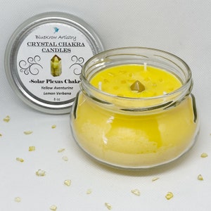 Solar Plexus Chakra Crystal Candles -Meditation Candles- 8oz Soy Candles