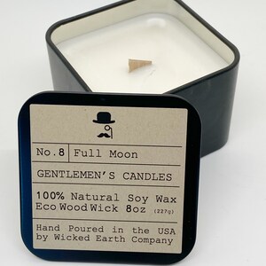 Mens Candles- Full Moon Candle -Gentlemen Gift Candles -Soy Wood wick- Gift for him-  Full Moon- Men&#39;s Line