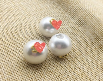 10pcs Crystal Beige Pearl Button 15mm Flatback Embellishment DIY Craft