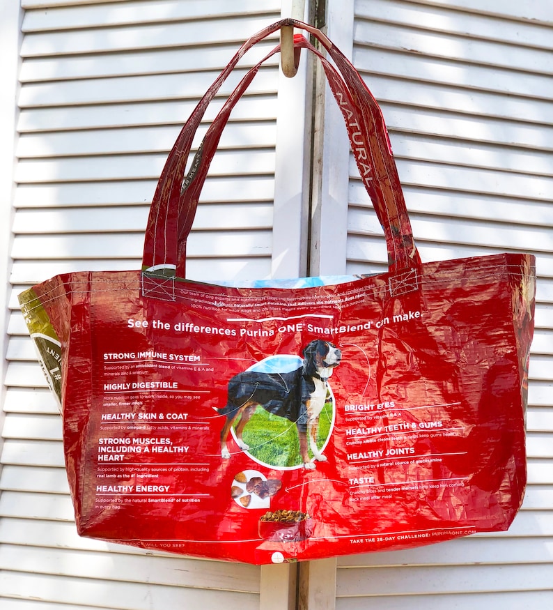 Red one recycled TOTES ReUsable FEED SACK handmade farmhouse Etsy