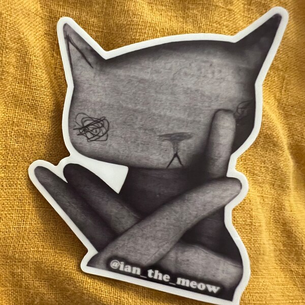 ian toy cat photocopy machine sticker- you need this in your life