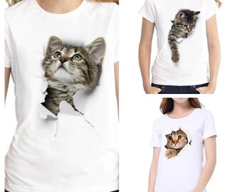 Chemise Avec Chat Etsy