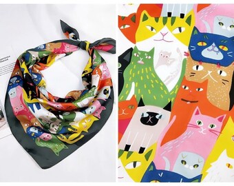 Foulard Motif Chat Etsy
