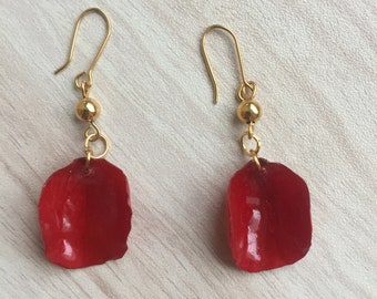 Real Rose Petal Earrings: Handmade Resin Floral Jewelry