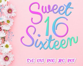 Birthday Girl SVG Files for Cricut Sayings Sweet 16 Sixteen Quotes BD Outfit Glass Letter Word Celebrate Signs Tee Cup Cut Print Sublimation