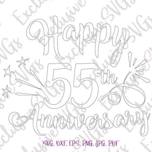 Happy 55th Anniversary SVG Files for Cricut Emerald Wedding Fifty Five ...