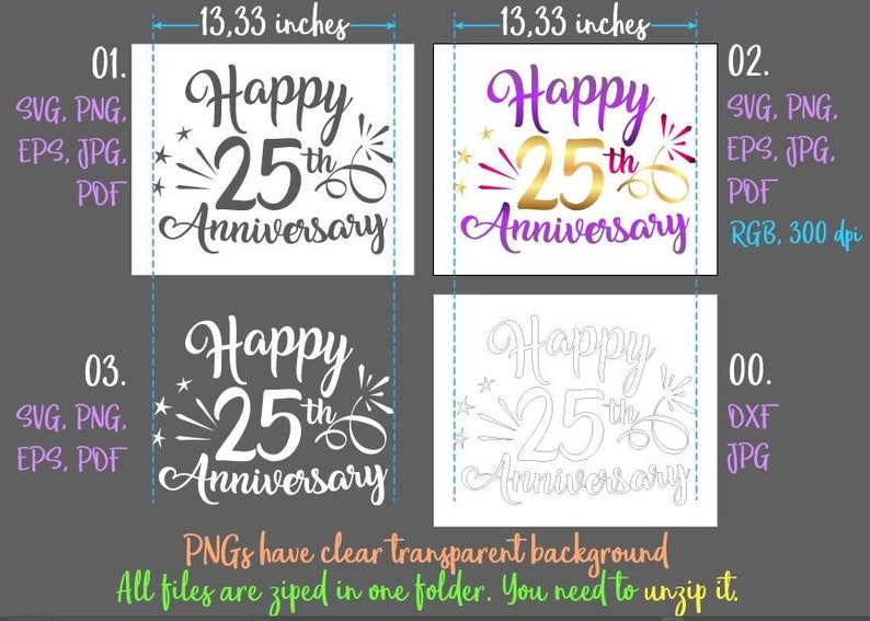 Happy 25th Anniversary SVG File for Cricut Silver Wedding ...