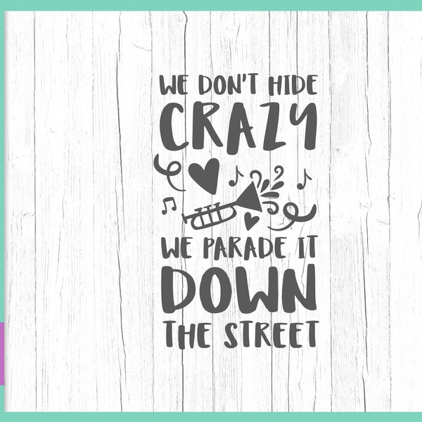 Sarcastic SVG Files for Cricut Sayings We Don't Hide Crazy We Parade it Down Street Funny Quotes about life Sign Tee Outfit Silhouette Cut