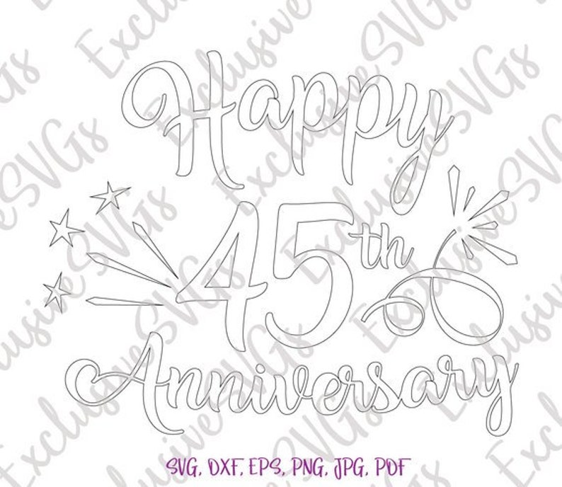 Happy 45th Anniversary SVG Files for Cricut Sapphire Wedding | Etsy