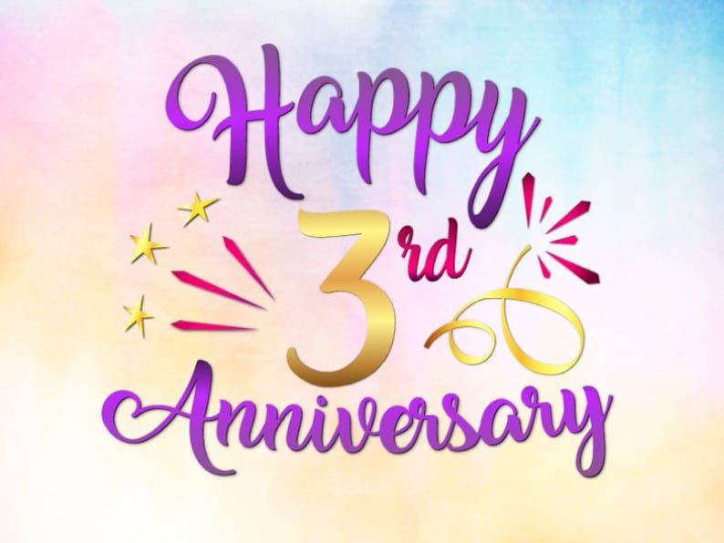 Happy 3rd Anniversary SVG Files for Cricut Leather Wedding image 0