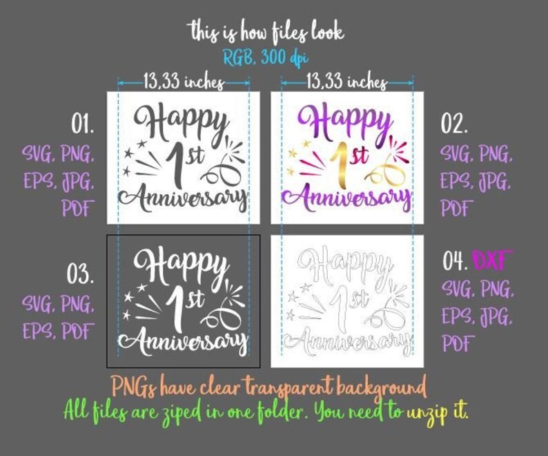 Download Happy 1st Anniversary SVG File for Cricut Cotton Paper ...
