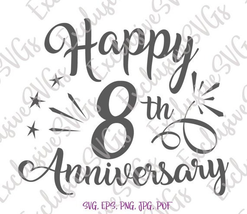 Download Happy 8th Anniversary SVG File for Cricut Bronze Wedding ...
