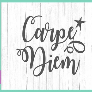 Inspirerende SVG-bestanden voor Cricut Zeggen Carpe Diem Neem kans moment moedig citaat motivatie tekenletter woord tee cut print silhouet