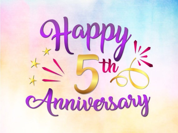 Happy 5th Anniversary Svg File For Cricut Wood Wedding Fifth Etsy