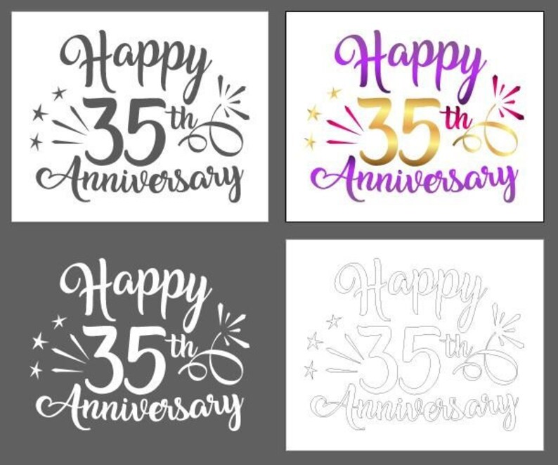 Download Happy 35th Anniversary SVG Files for Cricut Jade Coral Wedding | Etsy