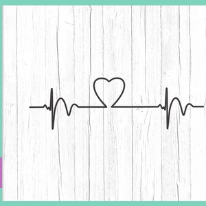 Heartbeat SVG Bestand voor Cricut Ekg SVG Heart Beat Cardiogram Clipart Pulse Rhythm Monitor Sign Graphic Tee tShirt Silhouette Laser Cut Vector