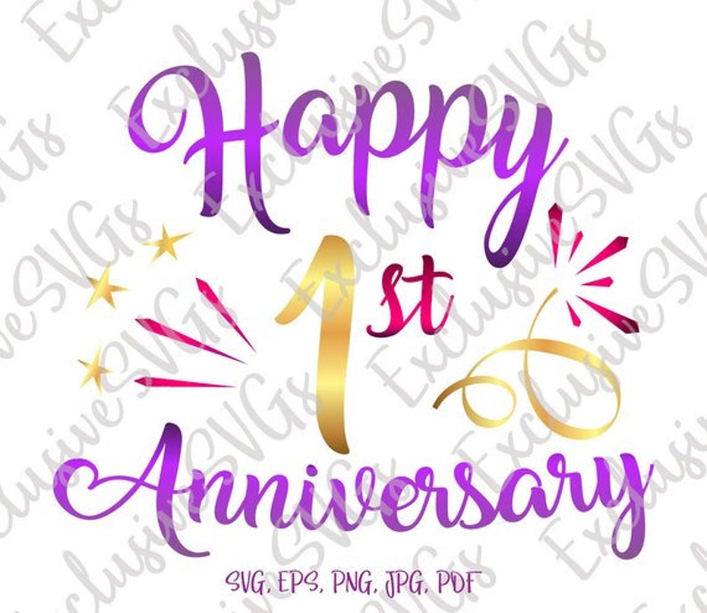 Download Happy 1st Anniversary SVG File for Cricut Cotton Paper Wedding | Etsy