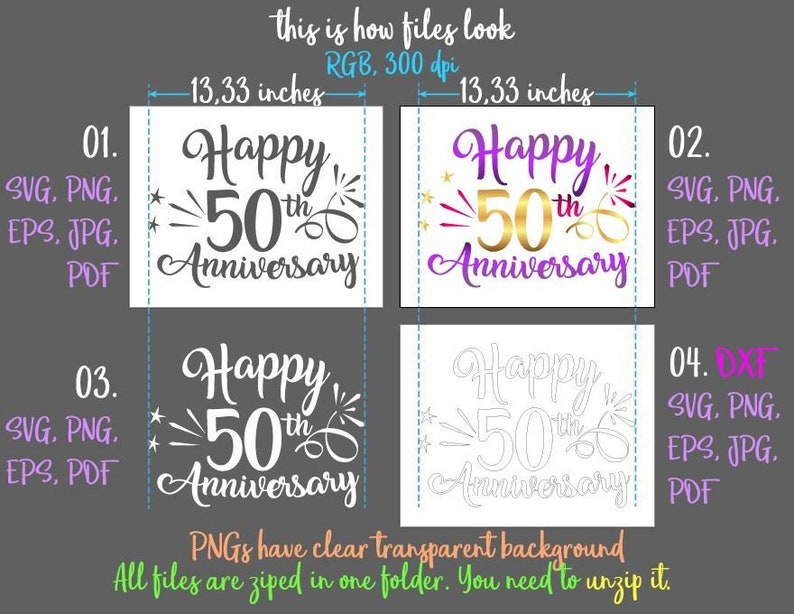 Download Happy 50th Anniversary SVG File for Cricut Gold Wedding Fifty | Etsy