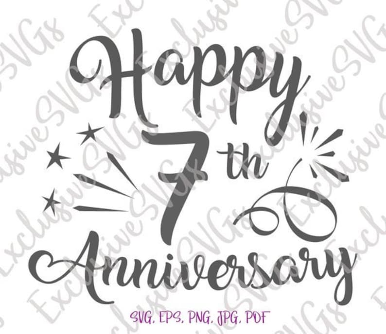 Happy 7th Anniversary SVG File for Cricut Wool Copper Wedding | Etsy