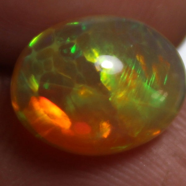 Natural Ethiopian Rainbow Fire Opal Honey Comb Cabochon Beautiful Making Jewelry Oval shape A58
