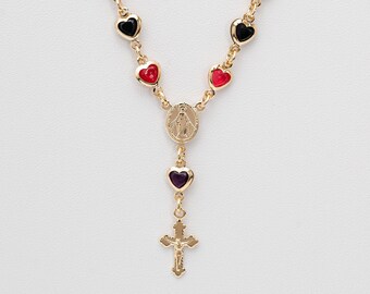 18k Gold Filled Rosary Necklace: Catholic Religious Gift