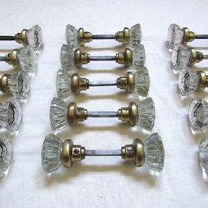 One Pair of RESTORED Antique 12 Point Glass Crystal Door Knobs - Many Available!