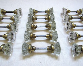 One Pair of RESTORED Antique 12 Point Glass Crystal Door Knobs - Many Available!