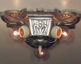 STELLAR! Pair Available Antique 1930 LINCOLN "MARIETTA" Flush Mount Light Fixture Art Deco