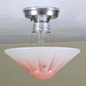 STELLAR! Antique 1930 Pink Starburst Light Fixture - Restored! L4