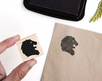 lion animal rubber stamp for kids crafts and scrapbook, wild animal stamps, magic school letter stamp, mini lion rubber stamp size to choose