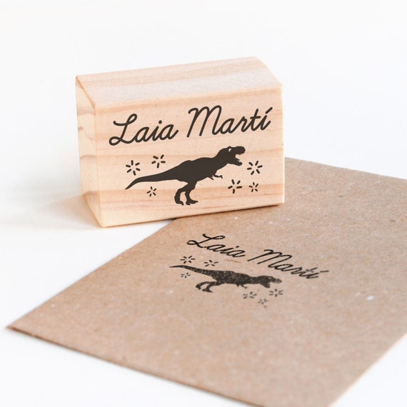 Dinosaur Rubber Stamp with Personalized Name