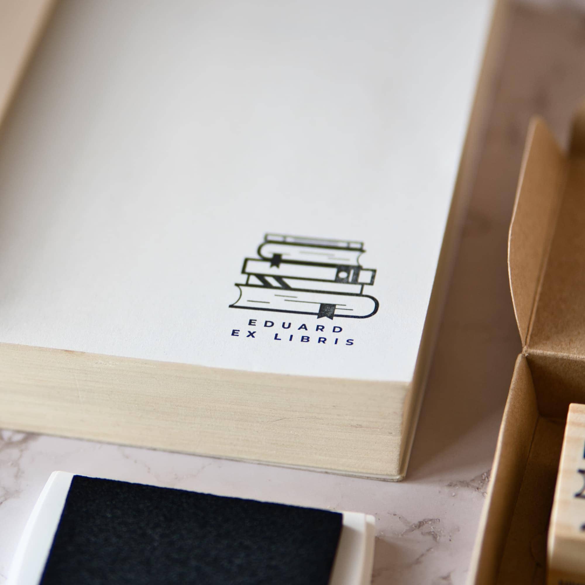 Custom Ex Libris Stamp With Book Stack and Name, Personalized Book ...