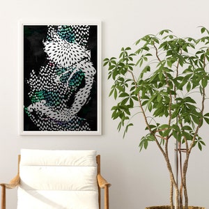 Dancer 1 Pattern Print, abstract dancer art print, green white and black fashion print, woman dancing art
