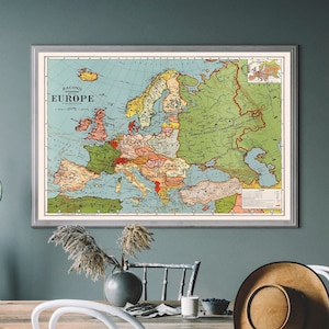 Vintage Europa Karte, Vintage Karte Illustration, Vintage Reisekarte, Reisegeschenk