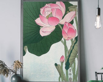 Blooming Lotus Flowers Japanese Fine Art Print | Home Decor - Etsy