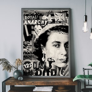 Queen Elizabeth Platinum Jubilee Art , Royal Anarchy Print, British Royal Family Poster, Urban Street Art
