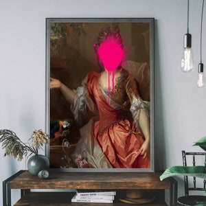 Alter Art Vintage Portrait Print – Antique Victorian Art, Paint Splat Poster, Graffiti Print, Banksy Style