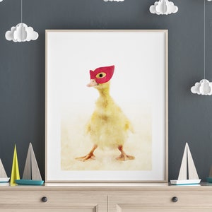 Duck Nursery Print – Nursery Animal Wall Art, Cute Duckling Picture, Farmyard Nursery Decor, Baby Room Art