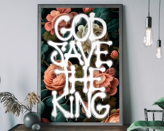 King Charles III Print — British Royal Floral Wall Art